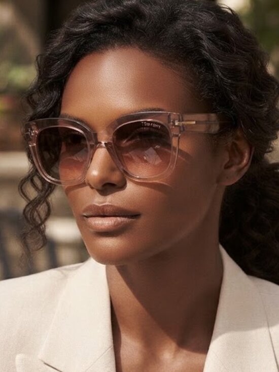 Tom Ford Accessories - Tom Ford Women's Beige Frame Sunglasses with Brown Gradient Lenses